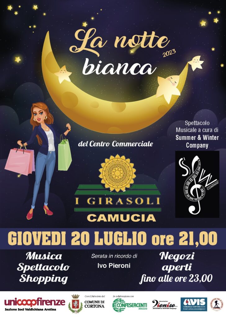 Confesercenti Arezzo: Notte Bianca al centro commerciale I girasoli di Camucia