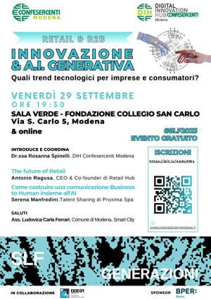 Il Digital Innovation Hub di Confesercenti Modena partecipa a Smart Life Festival con l’iniziativa “Innovazione & AI generativa”