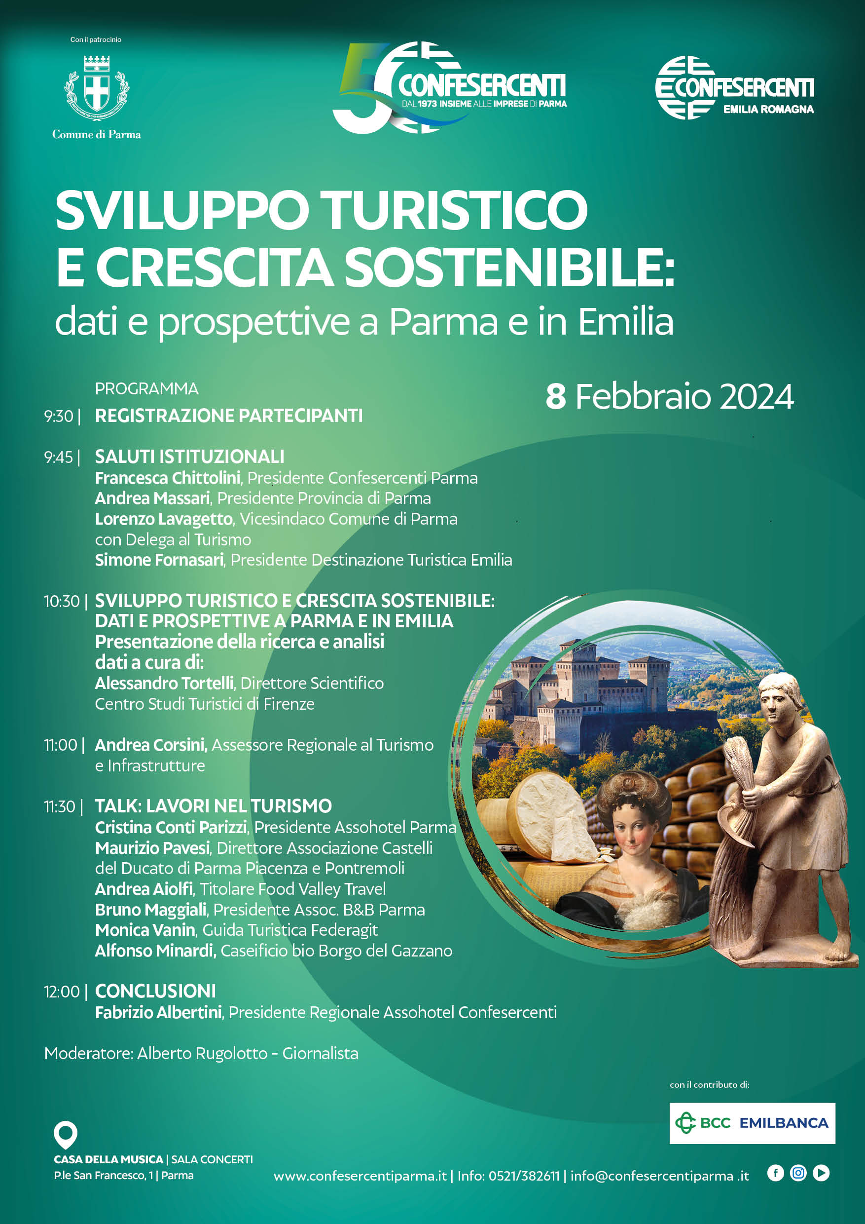 Confesercenti Parma, “Sviluppo turistico e crescita sostenibile”: l’8 febbraio convegno alla Casa della Musica